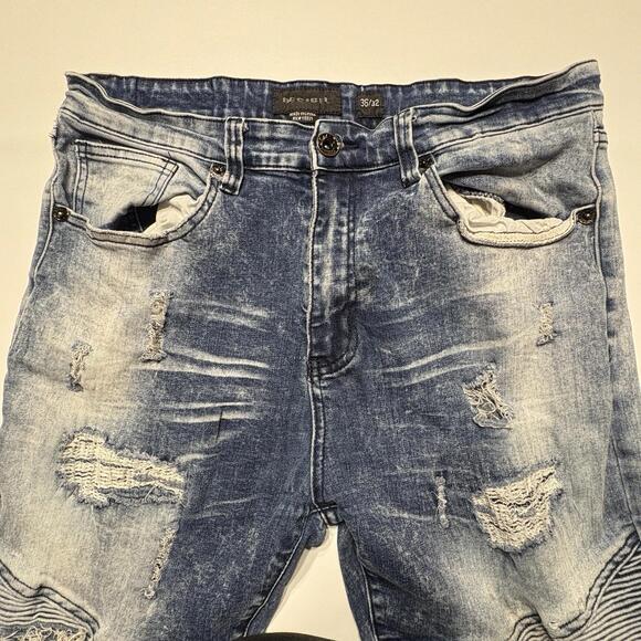 Decibel Men’s Distressed Acid Wash Moto Jeans – 36x32 - Picture 3 of 16